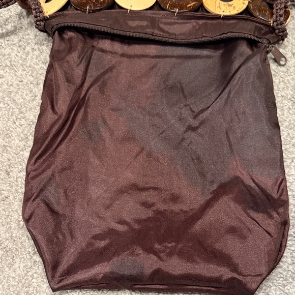 Brown and Tan wood Beaded Women's Bag - Picture 9 of 10